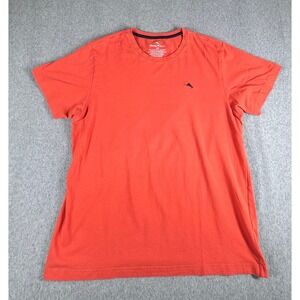 Tommy Bahama T-Shirt Cotton Spandex Mens L Orange Blue Crew Neck Basic‎ Plain